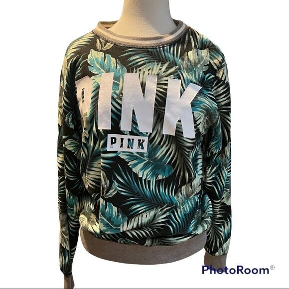 PINK LIMITED  EDITION Black Green & White Sweatshirt Size XS/TP - Picture 2 of 7
